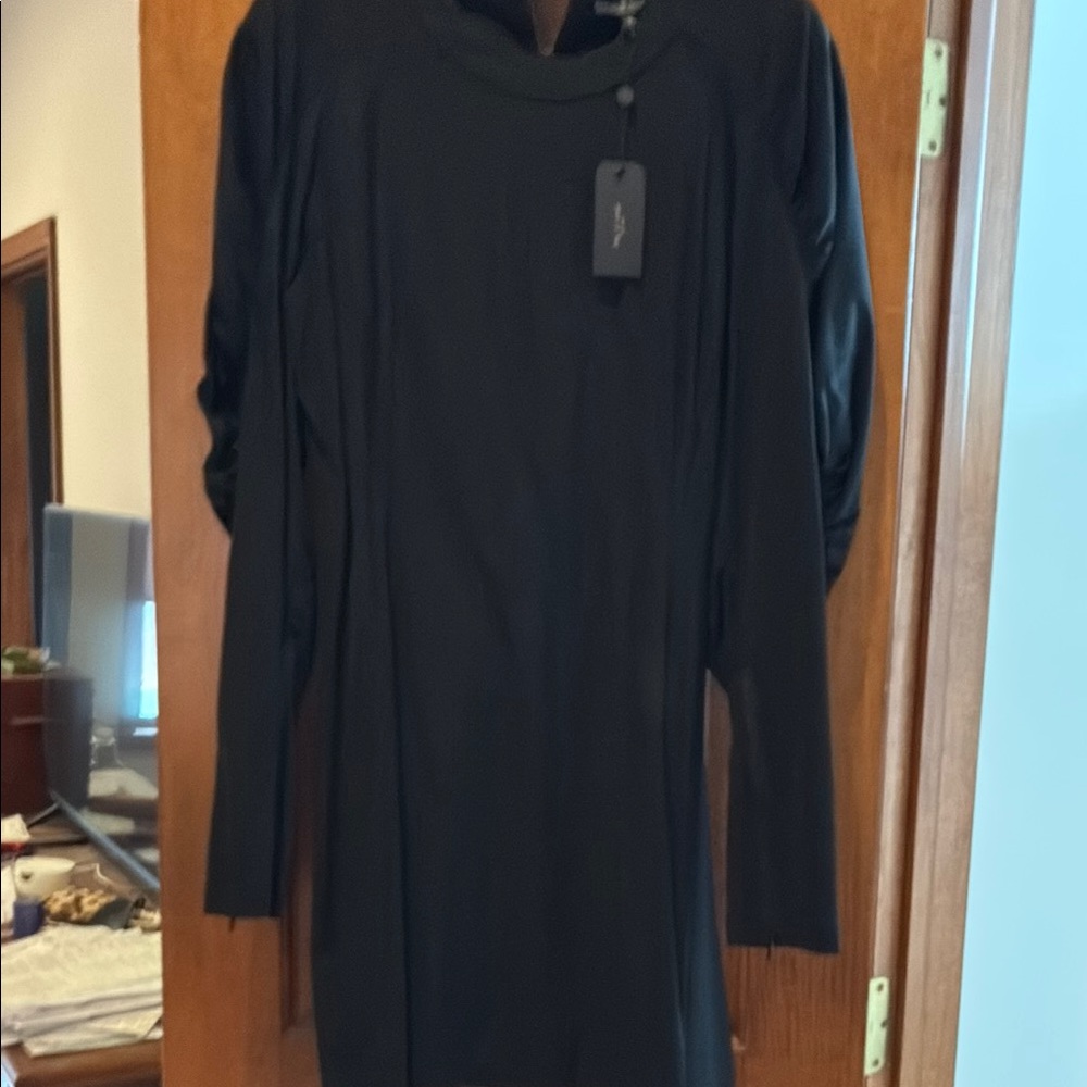 NWT Rag & Bone puff detail long sleeve exposed zip stretch viscose twill dress